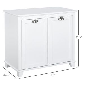 Mobiletto da Bagno Indipendente con 2 Cesti Ribaltabili, Organizzatore Bianco per Lavanderia - Product Image 3