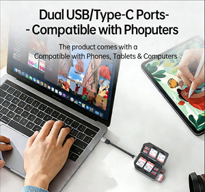 Lecteur de cartes tout-en-un ultra-rapide FEIXUAN 10 Gbit/s CF/SD/TF, lecture simultanée de deux cartes + étui de stockage pour 8 cartes, type C - Product Image 5