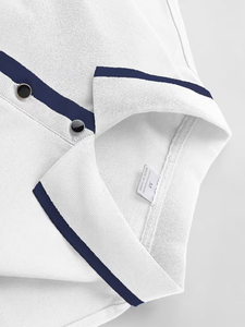 Men's Customizable White Cotton for Shirt Short Sleeve Customized Color Breathable Casual Front Logo Design Jersey Fabric - Product Image 3