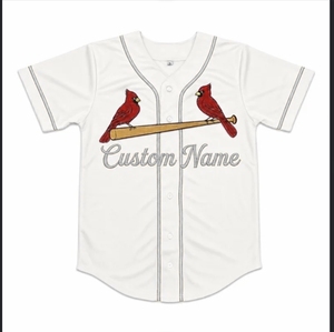 Wholesale Custom Baseball Sports Jersey V-<b>neck</b> Short Sleeve full button white jersey <b>light</b> grey trim Breathable Summer apparels - Product Image 1