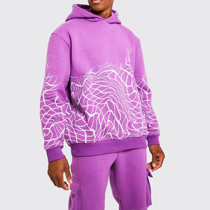 Ensemble de survêtement pour homme, violet uni, à fermeture éclair, à capuche, manches longues, style streetwear, design 2 en 1, coupe classique, vêtements d'automne - Product Image 2