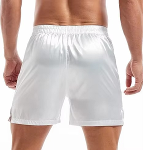 Shorts de Baño Cortos para Hombre, Acabado Liso y Brillante, Secado Rápido, Cintura Media con Cordón, Shorts Boxer Blancos de Satén, Ropa Cómoda de Lujo - Product Image 2