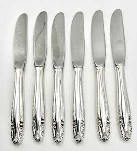 Ensemble de 6 couteaux à beurre en acier inoxydable à bord droit avec manche orné, ustensile de cuisine - Product Image 4