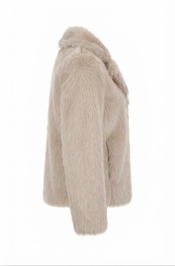 Abrigo de Piel Sintética Beige, Chaqueta Corta Abierta para Mujer, Ropa de Invierno Afelpada - Product Image 2