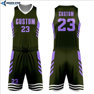 Custom Basketball Jersey Set Brown Blue V-Neck Sleeveless Heat-Transfer Printed Mesh Plaid/Solid Quick Dry Polyester Elastic - Product Image 5