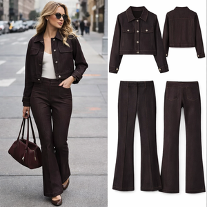 ชุดเซ็ตเสื้อผ้าผู้หญิงสองชิ้น คุณภาพสูง ผ้าฝ้าย ขายส่ง รับทำโลโก้ เสื้อแขนยาวทรงเข้ารูป ชุดเสื้อผ้าเด็กผู้หญิง 2 ชิ้น - Product Image 1