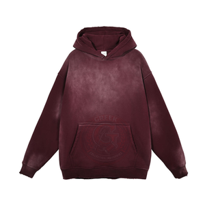 Sudadera con Capucha de Felpa para Hombre, Lavado Ácido, Algodón Premium, Silueta Relajada y Acabado Estilo Vintage para Uso Diario Informal - Product Image 3
