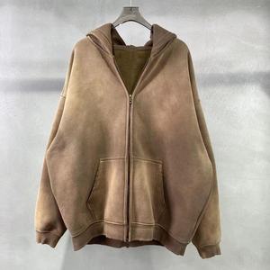 Sweat à capuche zippé ultra épais Sunfade, style rétro délavé, teinture dégradée, streetwear, coton doux de qualité supérieure, veste zippée intégrale - Product Image 3