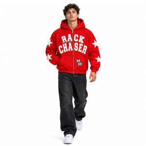 Sudadera con capucha y cremallera para hombre con estampado de galaxia morada, diseño y logotipo personalizados, cómoda sudadera con capucha estilo streetwear. - Product Image 5