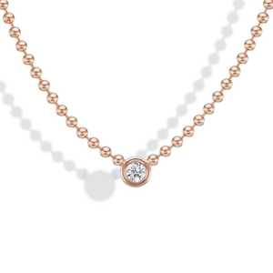 สร้อยคอจี้เพชร 1.5 กะรัต เพชรเลี้ยงในห้องปฏิบัติการ ทองคำแท้ 14K 18K ขอบทองแบบ Bezel สายโซ่ลูกปัดขนาด 3 มม. ความยาว 16 นิ้ว รับรองโดย IGI สไตล์มินิมอลสำหรับผู้หญิง - Product Image 3