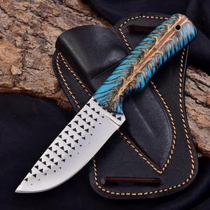 มีดคาวบอยทำมือ Nordic Forge ขนาด 10 นิ้ว ใบมีดแบบตะวันตก ปลายแหลม สำหรับแล่หนัง ใบมีด Rasp Blade  ด้ามเรซิ่นรูปทรงกรวยสนสีน้ำเงิน - Product Image 2