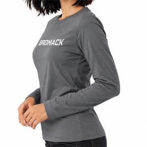 T-shirt athlétique à manches longues pour femme, coupe ajustée, col rond, tissu doux, style décontracté, look athlétique - Product Image 3