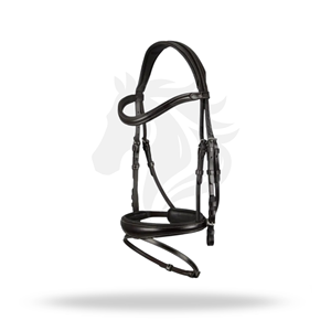 Brida de equitación inglesa EQUINE CASSANO SNAFFLE de tamaño completo para control de caballos - Product Image 1