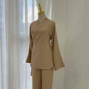 Abaya Musulmana Moderna Informal Color Rosa Polvoriento para Mujer, Estilo Dubái, Frente Abierto, Vestido Islámico Modesto, Largo hasta el Suelo, Manga Larga, Transpirable - Product Image 2