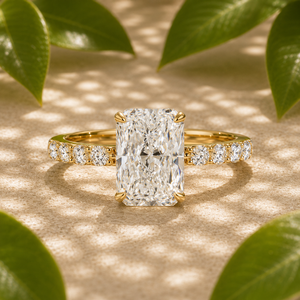 Anillos de Compromiso de Lujo con Diamantes Radiantes Cultivados en Laboratorio, Oro Amarillo de 14K, Anillos de Promesa y Aniversario con Pavé, Anillos de Novia, Joyería al por Mayor - Product Image 1