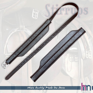 Étriers larges de qualité supérieure pour chevaux, en cuir de vachette souple, avec attaches en acier inoxydable, détachables. - Product Image 3