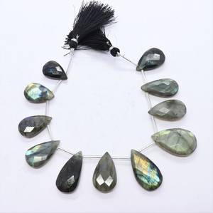 11 perles de labradorite naturelle facettées en forme de poire, labradorite bleue chatoyante, perles de pierres précieuses en forme de poire pour la fabrication de bijoux, vente en gros - Product Image 4