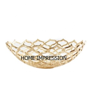 Vaisselle bol de rangement pour fruits en métal doré plateau de bol de service pour la maison organisateur de cuisine à prix raisonnable - Product Image 1