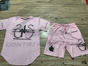 Conjuntos de shorts de cintura alta para hombre, ropa informal de talla grande, ropa urbana, conjunto de sudadera con capucha y shorts con estampado Puff. - Product Image 6