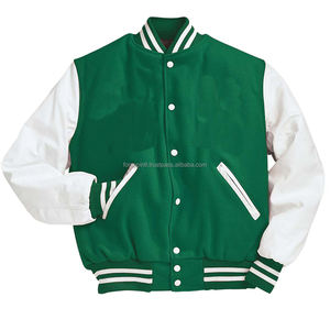 Bomber d'hiver avec logo brodé personnalisé Blouson de baseball Varisty Veste universitaire Letterman à manches en cuir pour hommes - Product Image 5