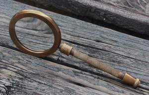 Loupe de lecture et d'inspection portative avec poignée en laiton finition antique - Product Image 4