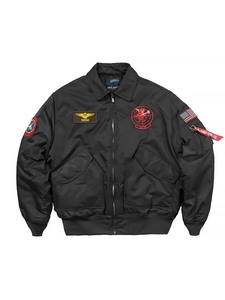 Blouson aviateur Top Gun pour homme, noir, polyester/coton, uniforme bomber, usage hivernal, détection par aiguille, fusion sans couture - Product Image 1