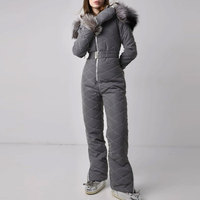 Ensemble de survêtement de ski pour femme, coupe unique, à capuche, avec fermeture éclair, chauffant, imperméable, respirant, coupe-vent, 3 couches