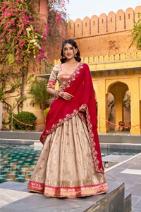 Nouveautés : Lehenga Choli en soie pour femmes, pour mariage et occasions spéciales, Lehenga Choli de mariée pour la vente à l'exportation - Product Image 3
