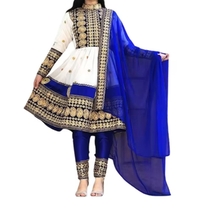Robe pakistanaise afghane de style occidental simple et écologique pour mariage et fête, robe longue à manches longues faite à la main, tenue décontractée pour femmes - Product Image 1