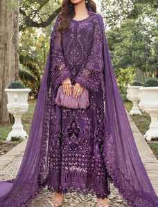 Ensemble shalwar kameez 3 pièces en chiffon traditionnel de haute qualité pour femmes, avec châle brodé pour mariage et fête - Product Image 2