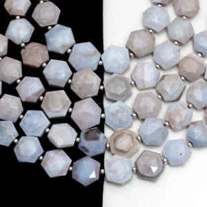 Cuentas de ópalo azul Owyhee natural, facetada forma hexagonal, 6 pulgadas, 13x12 a 14x12 MM, hebra de piedras preciosas para la fabricación de joyas - Product Image 2