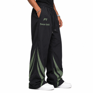 Custom Women's Sweatpants Wide Leg Contrast Panel Track Pants Casual Streetwear Loose Fit <b>Trousers</b> OEM Private Label men's pants - Product Image 4
