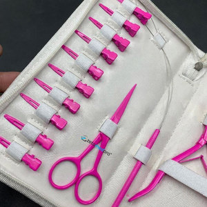 Hot Pink Hair Extension Tools Kit 2 Hole <b>Plier</b> Sustainable Stainless Steel Bead Opener <b>Plier</b> with <b>Small</b> Clips ,Scissor and Loop - Product Image 3