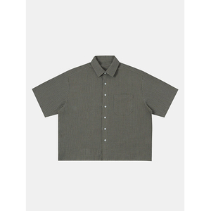 T-shirt homme coupe boxy personnalisée, surtaillée, boutonnée, en flanelle à carreaux, double couche, manches longues - Product Image 1