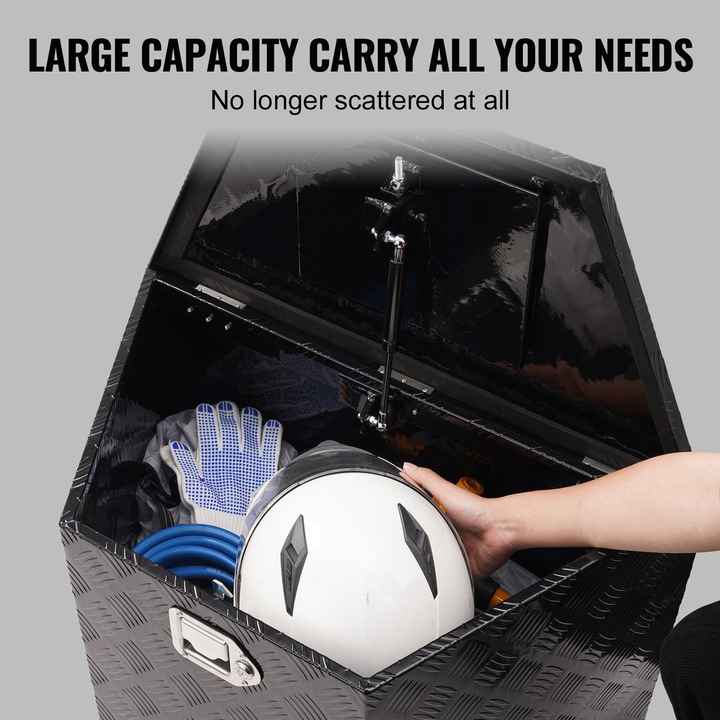 Heavy Duty Aluminum Alloy Diamond Plate Tongue Box Locking Utility Storage for Trailer Pickup Truck RV Other Vehicles