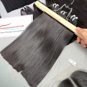 Produit phare : Extensions de cheveux humains vierges vietnamiens, lisses comme des baguettes, en trame, Super Double Drawn - Product Image 2
