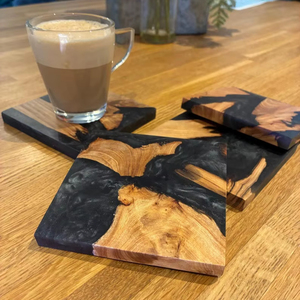 Custom Size Shape Color Wooden Resin Coaster Tea Accessories Cedar Wood Epoxy Resin Cup Coaster - Product Image 1