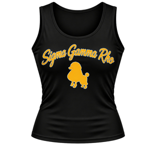 Womens <b>Black</b> Tank <b>Top</b> Sigma Gamma Rho Poodle Graphic Sleeveless Scoop Neck Casual Sportswear Activewear Summer Fashion Shirt - Product Image 1