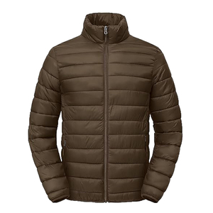 Custom <b>Men</b> Winter Canvas Puffer <b>Jacket</b> Without Hood Stand Collar Front Logo <b>Long</b> Warm Zipper Street Style High Quality - Product Image 1