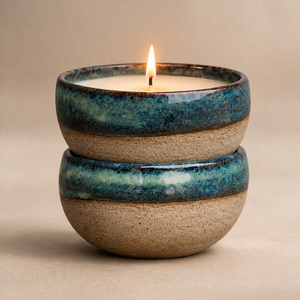 Blue Reactive Glaze Ceramic <b>Candle</b> Vessel Deep Bowl Thick Durable Heat Resistant Smooth Finish Single <b>Wick</b> Luxury Decor - Product Image 3