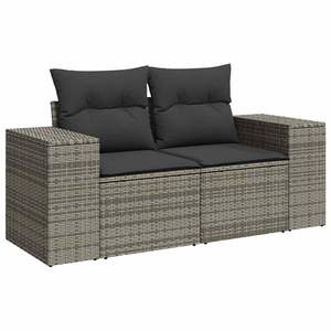 Sofá de Jardín de Ratán PE Gris con Patas Ajustables Medianas, Muebles de Exterior Cómodos y Elegantes - Product Image 2