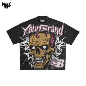 Camiseta personalizada para hombre con estampado gráfico acid wash, MOQ bajo, transpirable, mezcla 100% algodón y corte holgado, estilo urbano estadounidense. - Product Image 1