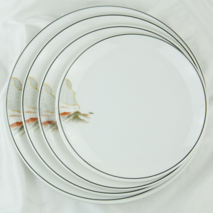 Melamine <b>Dinner</b> Plates 4 <b>White</b> Melamine Plates <b>Set</b> With Black Line Luxury Dinnerware Food Grade Restaurant Wedding Table - Product Image 6