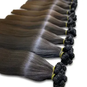 Human Hair Weave Remy Hair Natural Black Long Straight Bundles <b>Full</b> <b>Lace</b> <b>Wig</b> 100% Density Silk Base Double Drawn Customize Size - Product Image 1