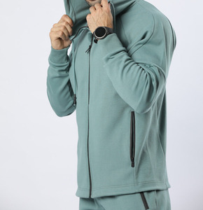 Nouvel ensemble de survêtements de sport pour hommes avec fermeture éclair, style décontracté, deux pièces, pour la gym et l'entraînement - Product Image 2