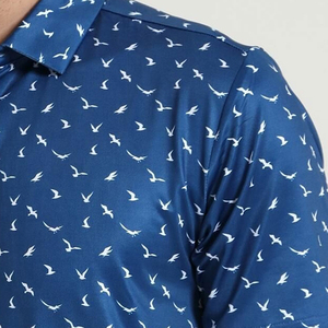 Polo de Hombre con Estampado de Pájaro Azul, Manga Corta, Cierre de Botones, Estilo Casual, Tejido de Poliéster Transpirable, para Golf - Product Image 3