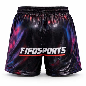 กางเกงบาสเก็ตบอลผ้าตาข่ายเงาสำหรับผู้ชาย พิมพ์โลโก้ได้ สะท้อนแสง สำหรับออกกำลังกายและฝึกซ้อม ผลิตจากโพลีเอสเตอร์ 100% สวมใส่สบาย ขายส่ง - Product Image 2