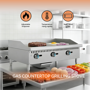 Plancha de Cocina Comercial de 36'' a Gas Natural (GN)/Propano, Plancha de Sobremesa, Parrilla Plana, Placa Calefactora de Gas, Acero Inoxidable - Product Image 4