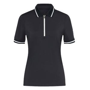 Camiseta de Manga Corta con Cuello en V, Ajustada, 100% Algodón, Estilo Inglés, Ecológica, Transpirable, con Logotipo Frontal en Relieve, Tejida, para Mujer - Product Image 1