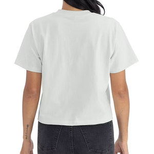 Hot Trending Women <b>Crop</b> T-Shirt Summer Short Sleeve Double Lined Seamless Fit Crew Neck Solid Cropped Tee Shirt Wholesale Bulk - Product Image 3
